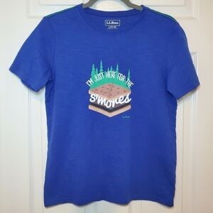 LL Bean S’mores Crew Solid T-Shirt Blue Boys L